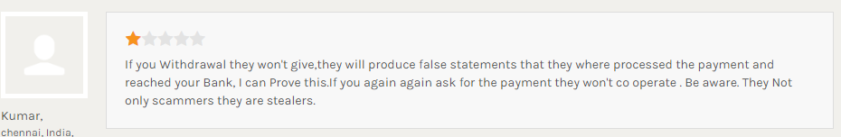 IronFXの支払い処理の虚偽申告