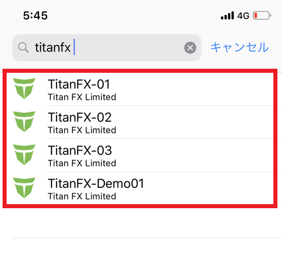 TiatnFXのサーバーが表示される